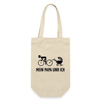 Mein Papa Und Ich (Fahrrad & Kinderwagen / Black) - Geschenkbeutel für Flaschen - Natur - Vorne