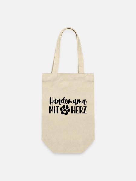 Hundemama mit Herz - Geschenkbeutel für Flaschen - Natur
