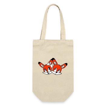 2 Foxes Couple In Love Two Friends Love Team Cute - Gift Bag for Bottles - nature - Front