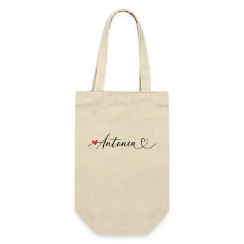 Antonia Name Vorname Kalligrafieherz - Geschenkbeutel für Flaschen - Natur - Vorne
