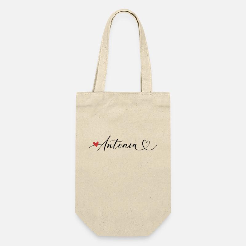 Antonia surname First name Calligraphy heart - Gift Bag for Bottles - nature