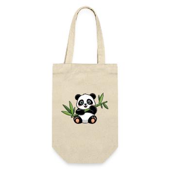 Happy Panda with Bamboo - Gift Bag for Bottles - nature - Front