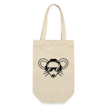 Maus Sonnenbrille Cool Kopfhörer Party Musik hören - Geschenkbeutel für Flaschen - Natur - Vorne
