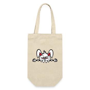 Hase Monster Böse Gefährlich Halloween Zähne Mauer - Geschenkbeutel für Flaschen - Natur - Vorne