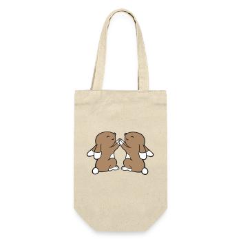 2 Bunnies Best Friends Team Hands Holding Happy - Gift Bag for Bottles - nature - Front