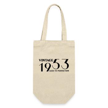 Jahrgang 1953 bis zur Perfektion gealtert - Geschenkbeutel für Flaschen - Natur - Vorne