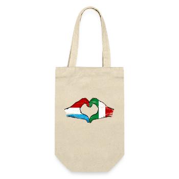 Luxembourg Italy Flag Hands Heart Shape Used - Gift Bag for Bottles - nature - Front