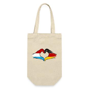 Luxemburg Deutschland Flagge Haende Herzform used - Geschenkbeutel für Flaschen - Natur - Vorne