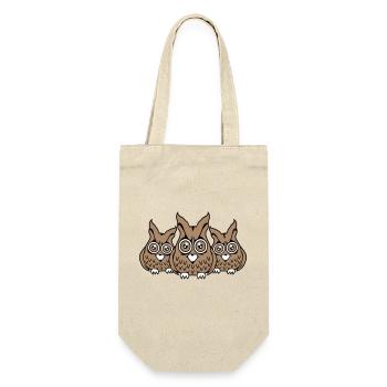 3 Eulen Freunde gucken gruselig große Horror Augen - Geschenkbeutel für Flaschen - Natur - Vorne