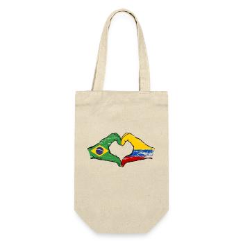 Brasilien Kolumbien Flagge Haende Herzform used - Geschenkbeutel für Flaschen - Natur - Vorne