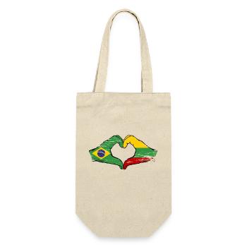 Brasilien Litauen Flagge Haende Herzform used - Geschenkbeutel für Flaschen - Natur - Vorne