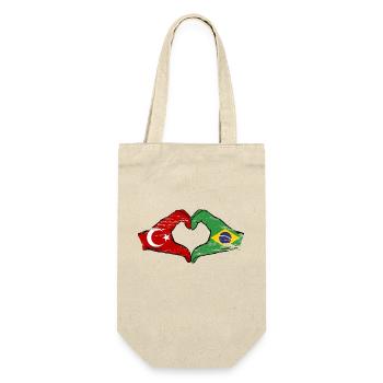 Turkey Brazil Flag Hands Heart Shape Used - Gift Bag for Bottles - nature - Front