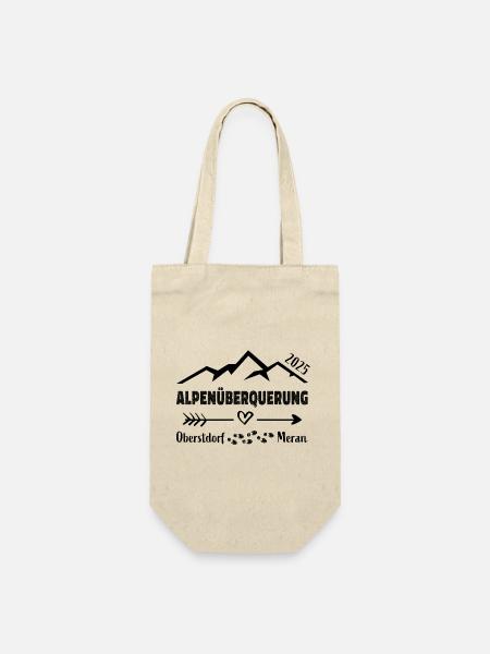 Alpenüberquerung 2025 Oberstdorf Meran E5 Geschenk - Geschenkbeutel für Flaschen - Natur