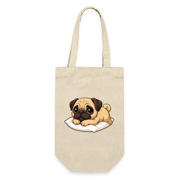 Cute Pug Lying Relaxed Cartoon - Gift Bag for Bottles - nature - Front