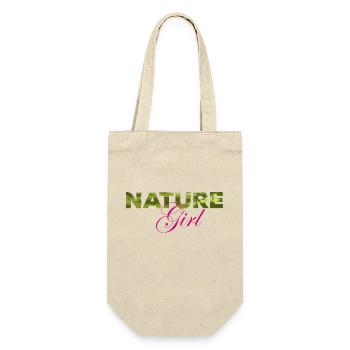 Natur Girl lettering with green texture - Gift Bag for Bottles - nature - Front
