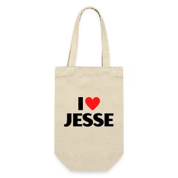 I love Jesse Rotes Herz Liebe Fan Geschenk - Geschenkbeutel für Flaschen - Natur - Vorne