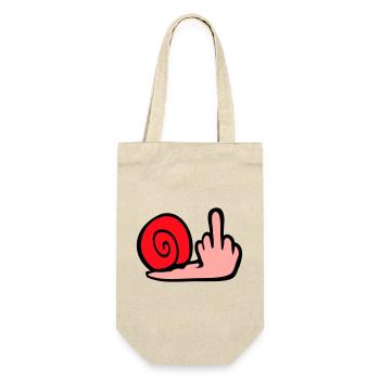 Schnecke Mittelfinger Beleidigung Wichser Fuck You - Geschenkbeutel für Flaschen - Natur - Vorne