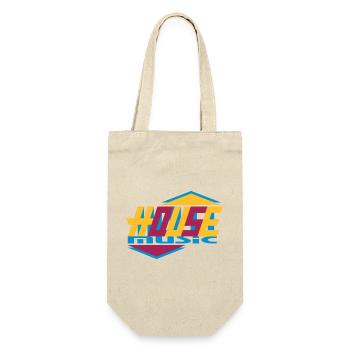 Stylisches House-Music Typografie Design - Geschenkbeutel für Flaschen - Natur - Vorne