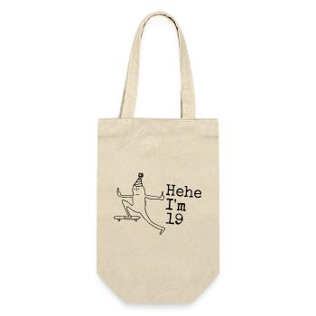 19. Geburtstag Geschenk lustig 19 Jahre 19th  - Geschenkbeutel für Flaschen - Natur - Vorne
