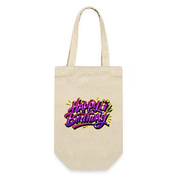 HAPPY BIRTHDAY GIFT PRINT GRAFF - Gift Bag for Bottles - nature - Front
