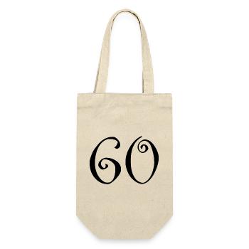 60. 60 ANS. 60e ANNIVERSAIRE. ANNIVERSAIRE 60 ANS. - Sac à bouteille - nature - Devant