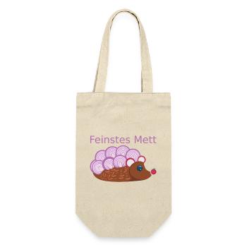 Der Mettigel: Feinstes Mett! (Nr.2) - Geschenkbeutel für Flaschen - Natur - Vorne