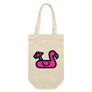 Flamingo Luftmatratze Retro - Geschenkbeutel für Flaschen - Natur - Vorne
