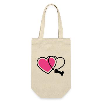  Pfotenabdruck Liebe Hund Knochen Hundemama - Geschenkbeutel für Flaschen - Natur - Vorne