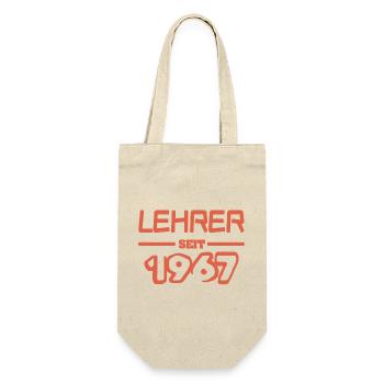 Lehrerin 1967 - Geschenkbeutel für Flaschen - Natur - Vorne
