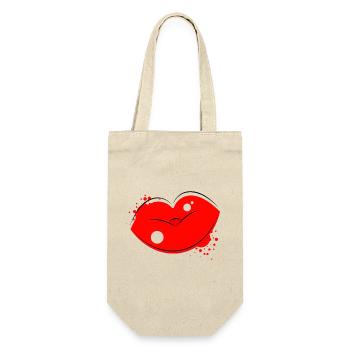 Red Kissing Lips Pop Art - Gift Bag for Bottles - nature - Front