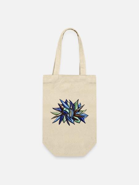 Blaugrüne Fragmentblume - Geschenkbeutel für Flaschen - Natur