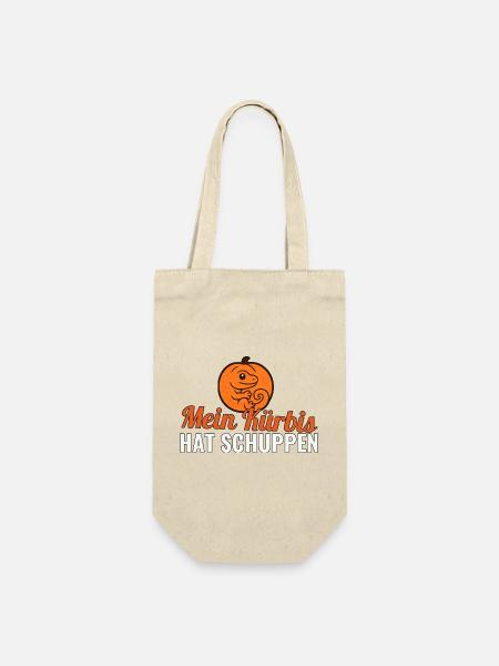 Mein Kürbis hat Schuppen – Gecko Halloween Shirt - Geschenkbeutel für Flaschen - Natur