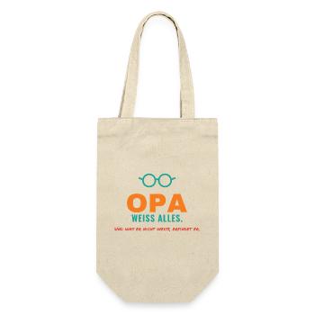 Opa weiß alles – und was nicht, erfindet er - Geschenkbeutel für Flaschen - Natur - Vorne