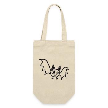 Niedliche Halloween-Fledermaus im Kritzelstil - Geschenkbeutel für Flaschen - Natur - Vorne