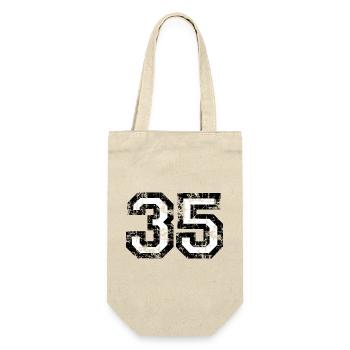 Zahl 35 (Vintage Weiß) 35. Geburtstag Nr. 35 - Geschenkbeutel für Flaschen - Natur - Vorne