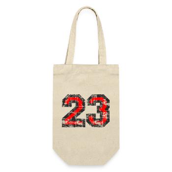 Zahl 23 (Vintage Rot) 23. Geburtstag Nr. 23 - Geschenkbeutel für Flaschen - Natur - Vorne