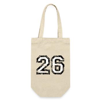 Zahl 26 (Vintage Weiß) 26. Geburtstag Nr. 26 - Geschenkbeutel für Flaschen - Natur - Vorne