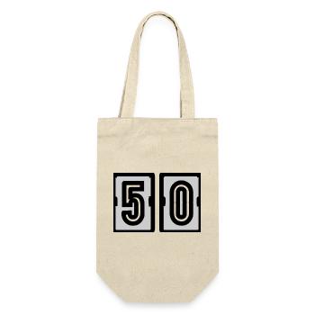 50. 50. GEBURTSTAG. GEBURTSTAG 50 JAHRE. 50 - Geschenkbeutel für Flaschen - Natur - Vorne