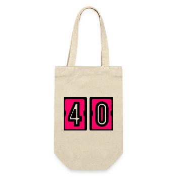40. 40. GEBURTSTAG. GEBURTSTAG 40 JAHRE. 40 - Geschenkbeutel für Flaschen - Natur - Vorne
