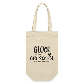 Großonkel Glück Onkel Geschenk Geburtstag Danke - Geschenkbeutel für Flaschen - Natur - Vorne