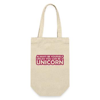 Zitat be yourself unicorn - Geschenkbeutel für Flaschen - Natur - Vorne