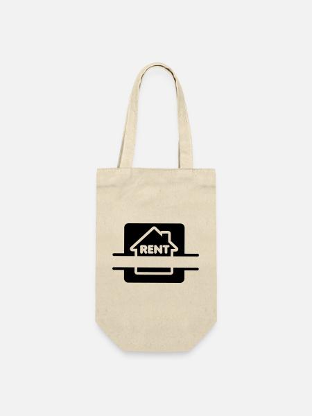 Haus zu vermieten Logo - Geschenkbeutel für Flaschen - Natur