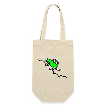 Green car going up a hill - Gift Bag for Bottles - nature - Front