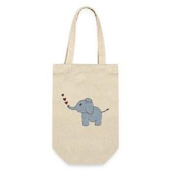 Tissu éléphant avec cœurs - Sac à bouteille - nature - Devant