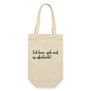 Ich kam, sah und es eskalierte! - Geschenkbeutel für Flaschen - Natur - Vorne