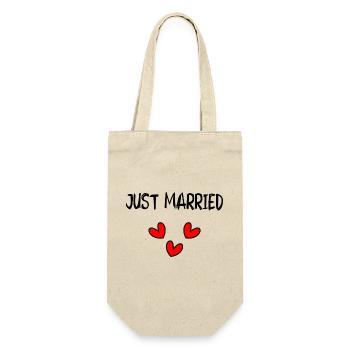HERZ. HERZ. VALENTINSTAG. LIEBE. LIEBE. PAAR. - Geschenkbeutel für Flaschen - Natur - Vorne