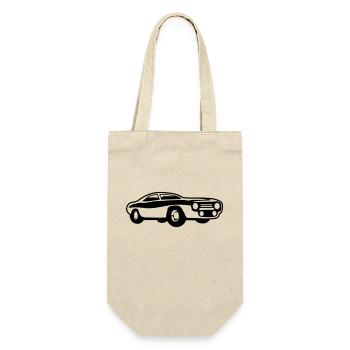 Oldtimer Auto Retro Vintage Liebe Rennauto Fahren - Geschenkbeutel für Flaschen - Natur - Vorne