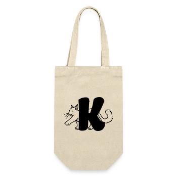 Katze Buchstabe K - Geschenkbeutel für Flaschen - Natur - Vorne