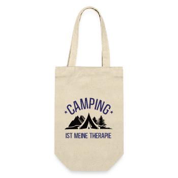 Camping Ist Meine Therapie Zelten Natur Outdoor - Geschenkbeutel für Flaschen - Natur - Vorne