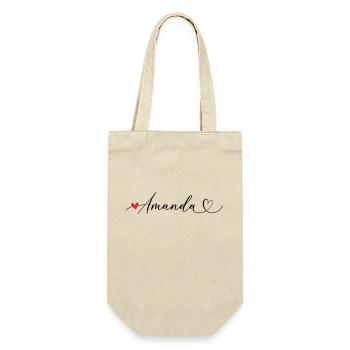 Amanda Name Vorname Kalligrafieherz - Geschenkbeutel für Flaschen - Natur - Vorne